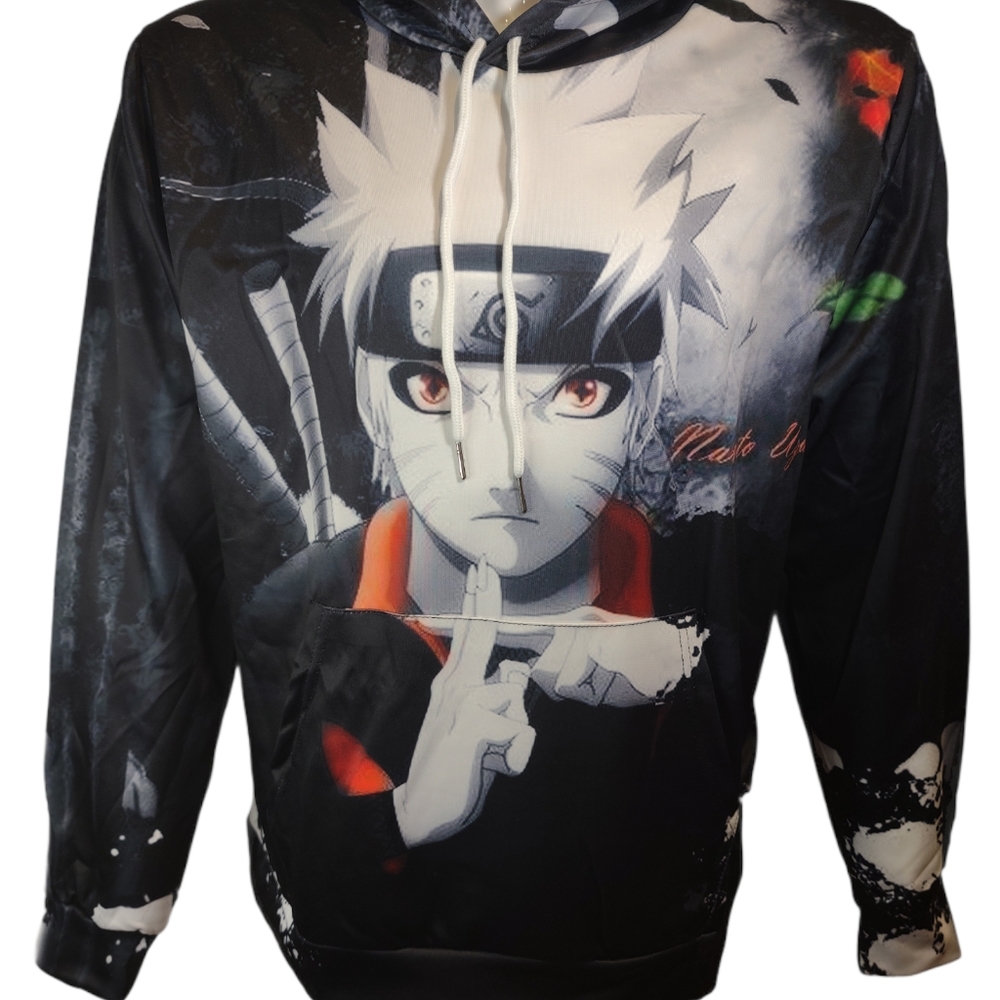 Naruto Shippuden Hoodie Long Sleeve Sweatshirt-New Black Size: 3XL